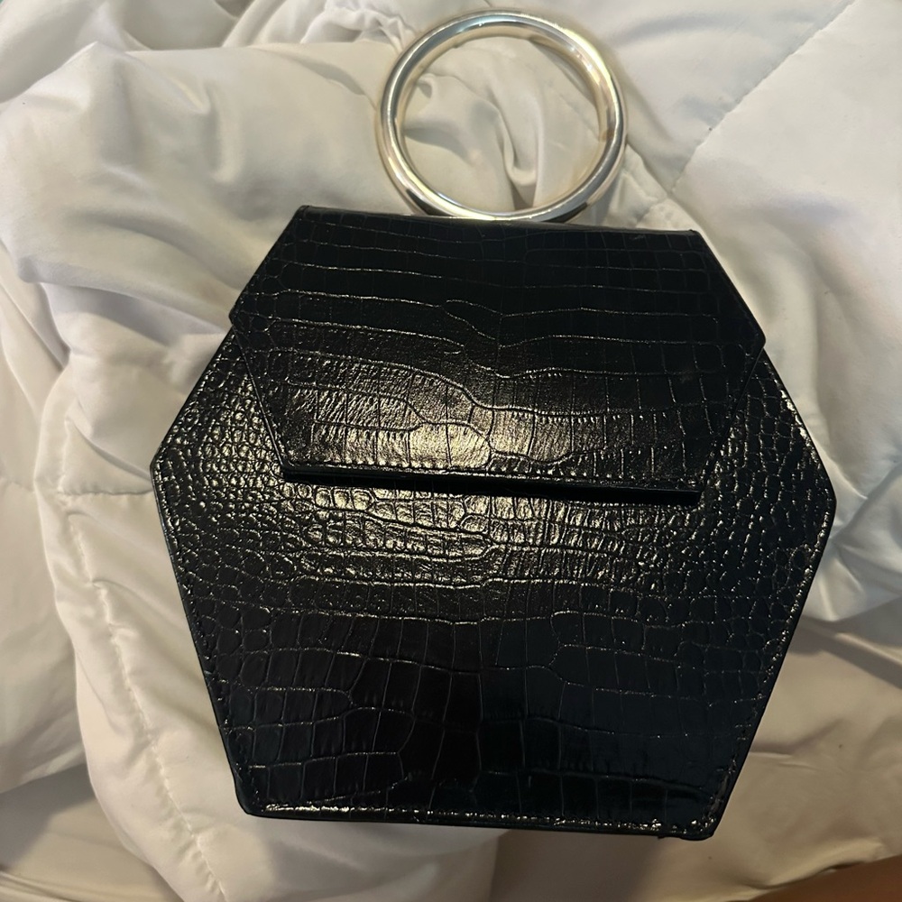 Anima Iris Onyx Crocodile-Embossed Zuri Bag